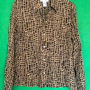 Rena Rowan Silk Giraffe Print Blouse